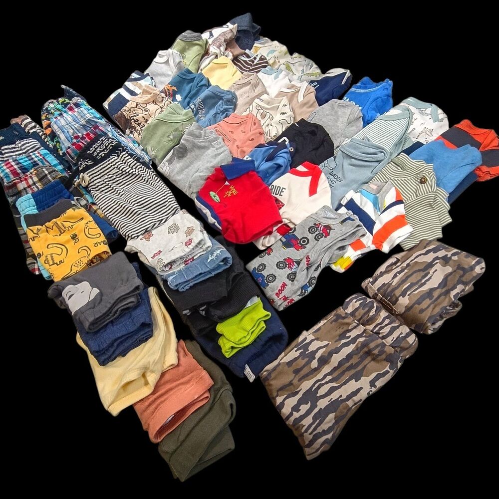Huge 60Pc Baby Boy Clothes Lot 3-6M Outfits Shirts, Bottoms High Quality Brands! - Picture 7 of 16
